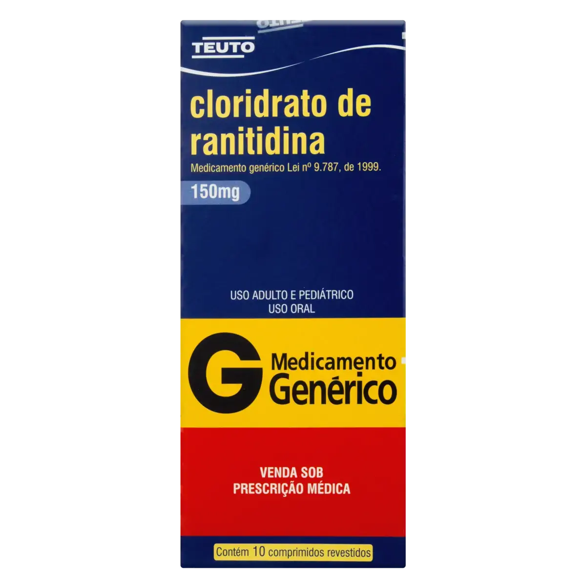 Cloridrato De Ranitidina 150mg Teuto Caixa 10 Comprimidos Revestidos