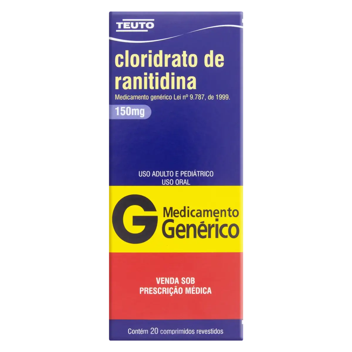 Cloridrato De Ranitidina 150mg Teuto Caixa 20 Comprimidos Revestidos