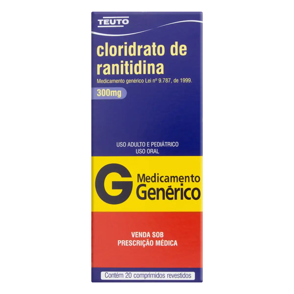 Cloridrato De Ranitidina 300mg Teuto Caixa 20 Comprimidos Revestidos