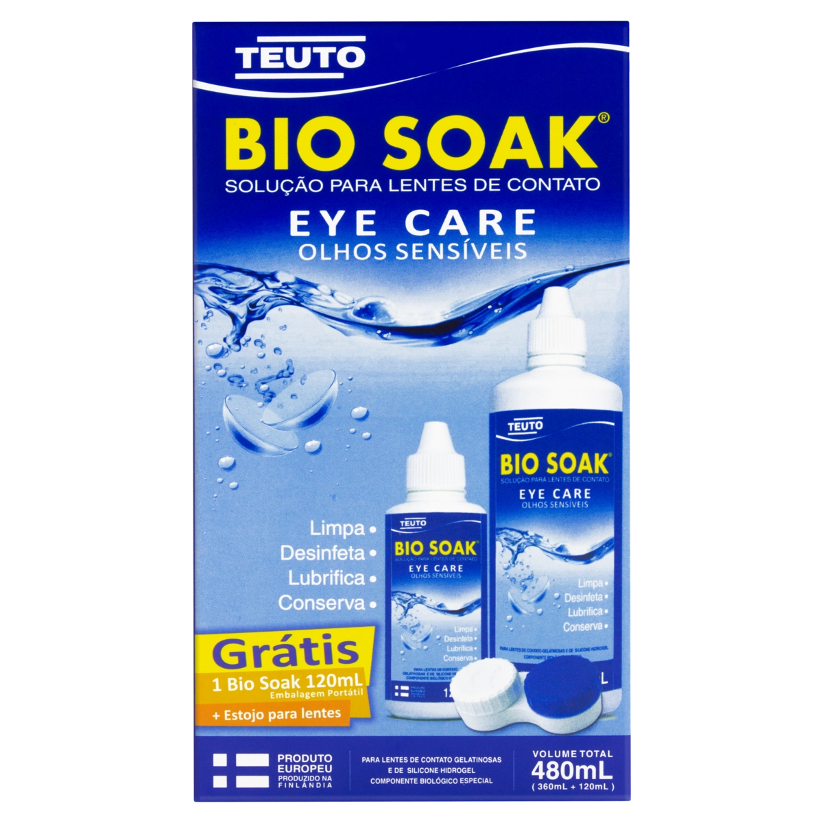 Bio Soak Teuto Caixa 480ml Grátis 120ml E Estojo Para Lentes
