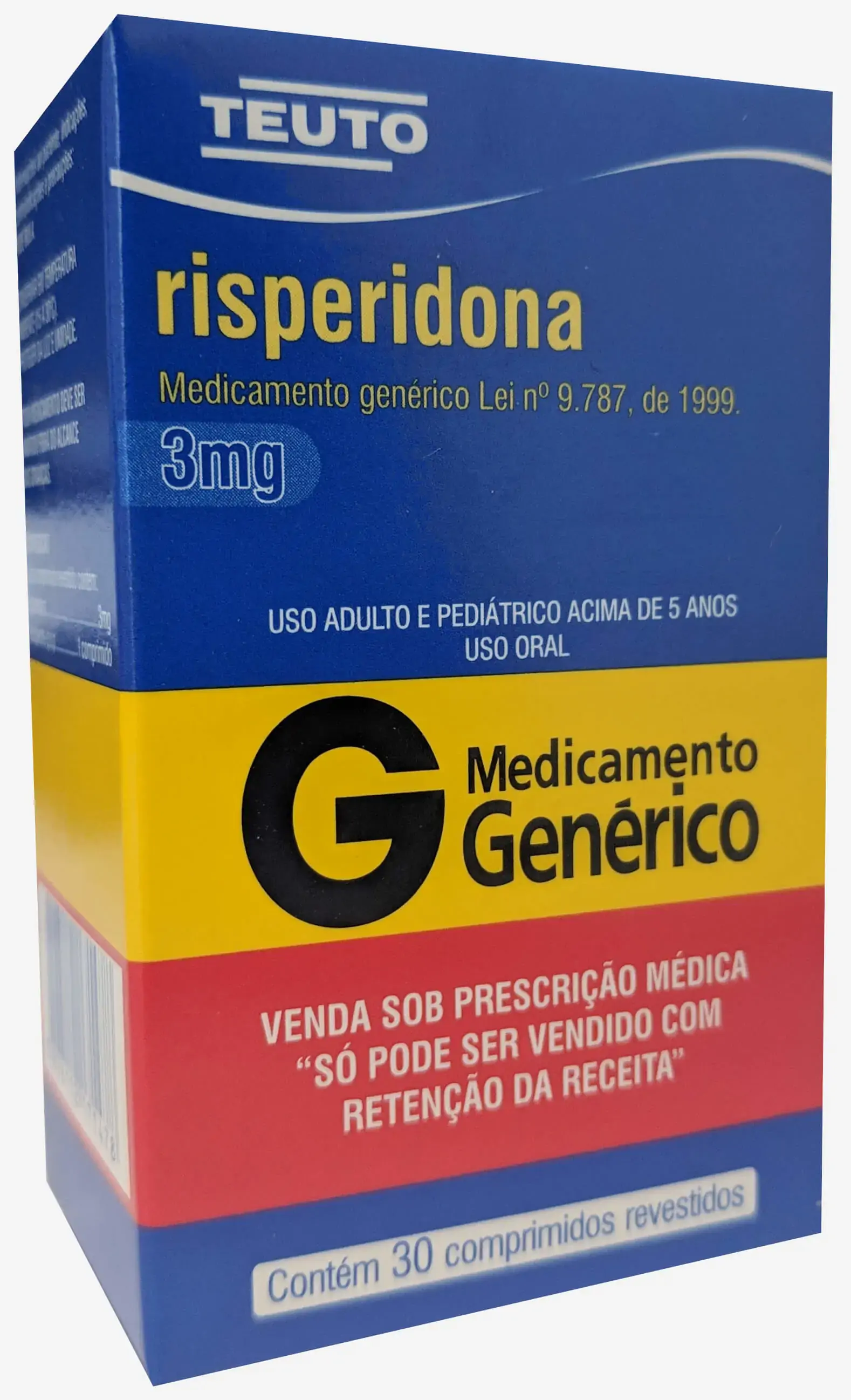 Risperidona 3mg Cx 30 Comp Rev