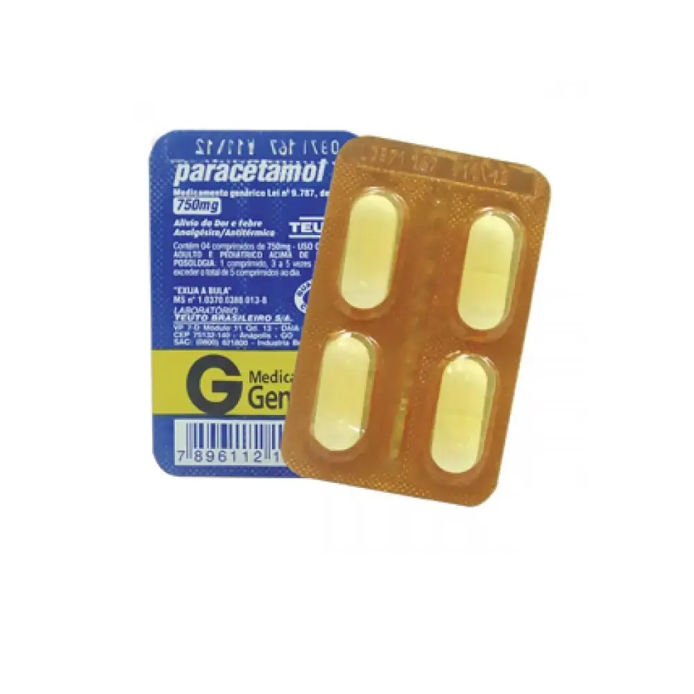 Paracetamol 750mg Teuto 4 Comprimidos