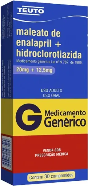 Maleato De Enalapril Hidroclorotiazida 20 12,5mg Cx 30 Comp