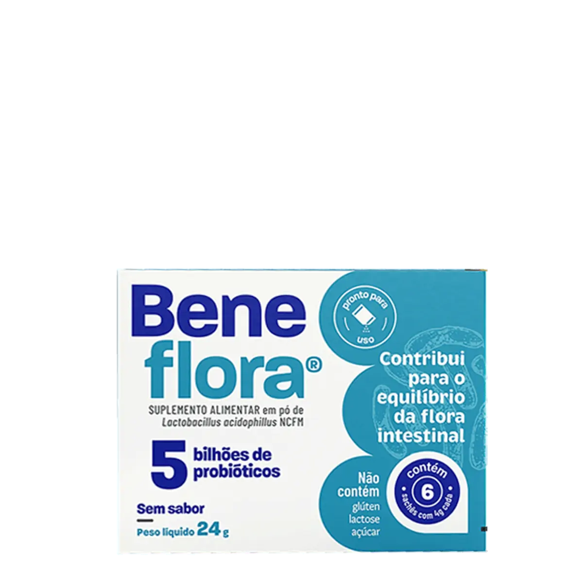 Lactobacillus Pó Sem Sabor Zero Açúcar Beneflora Caixa 24g 6 Unidades