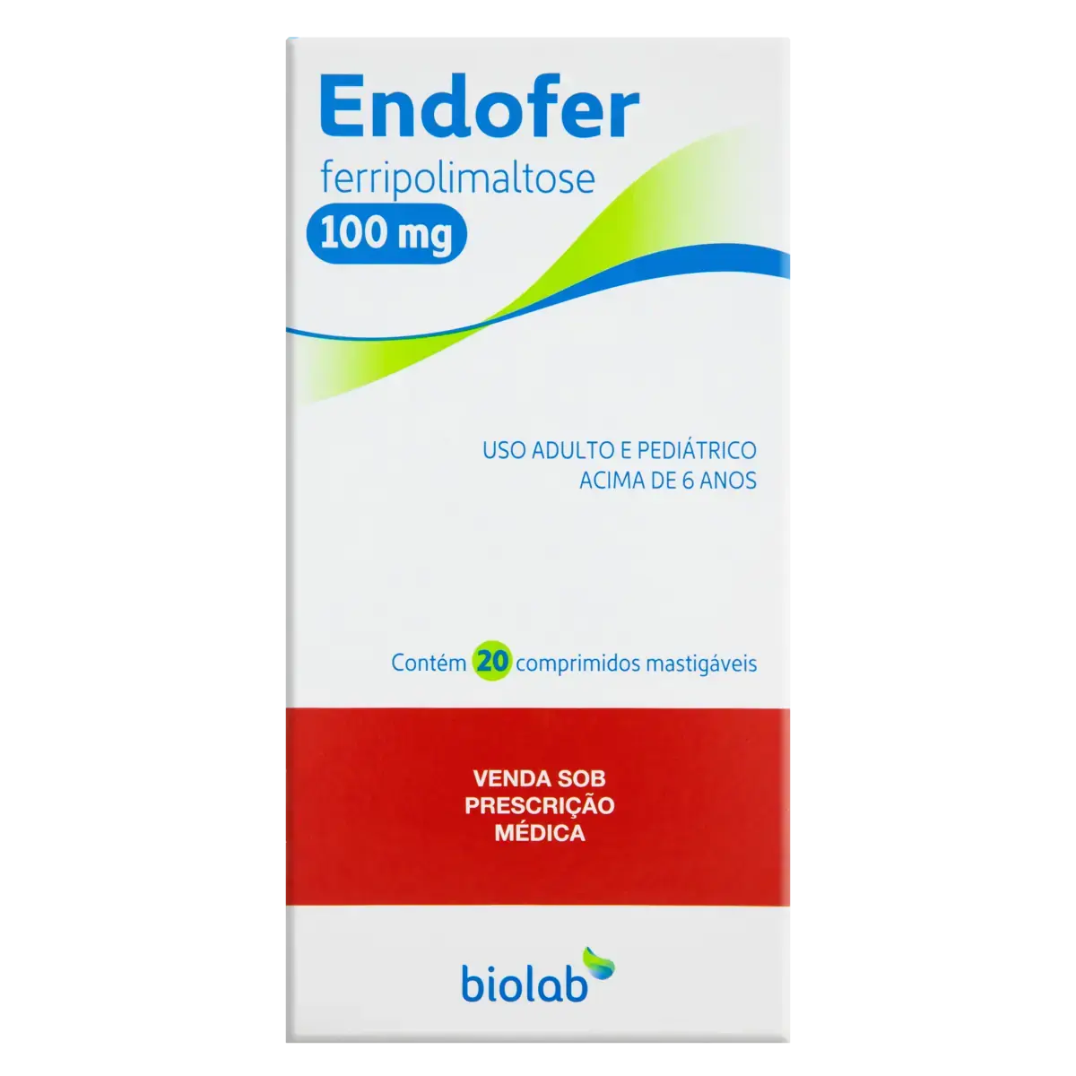 Endofer 100mg Biolab Caixa 20 Comprimidos Mastigáveis