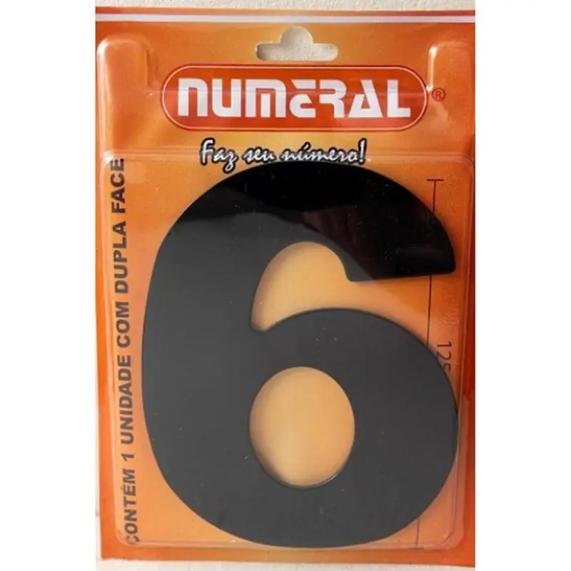 Algarismo 6 Numeral 125mm Preto 600-6