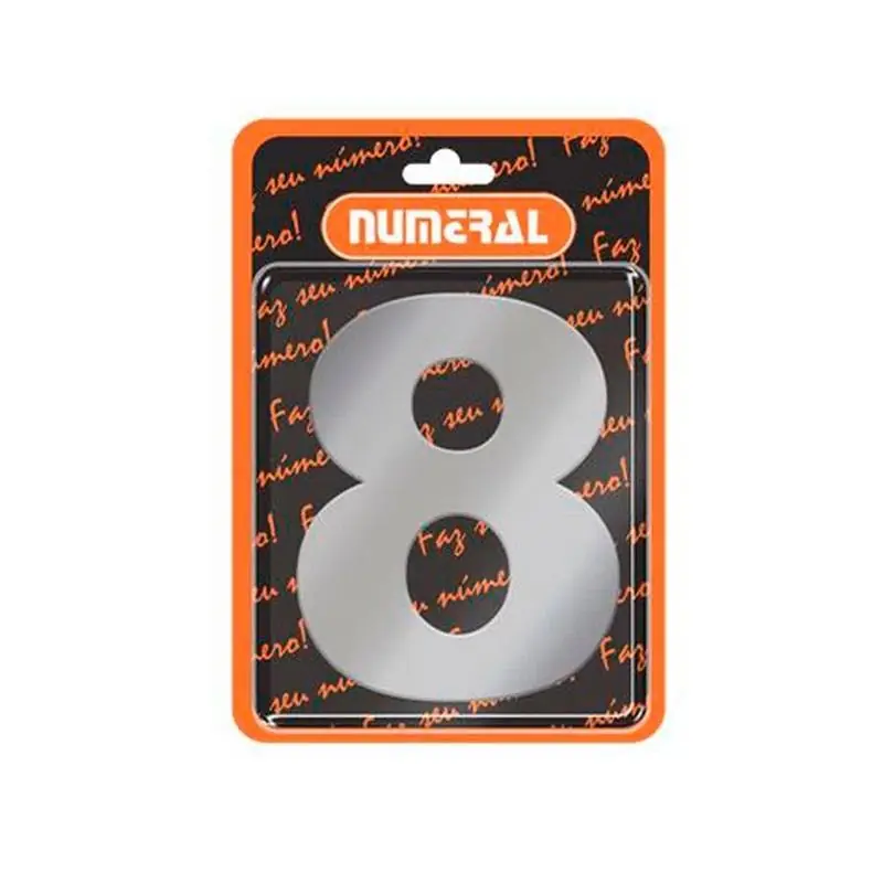 Algarismo 8 Numeral 125mm Aço Escovado 400-8