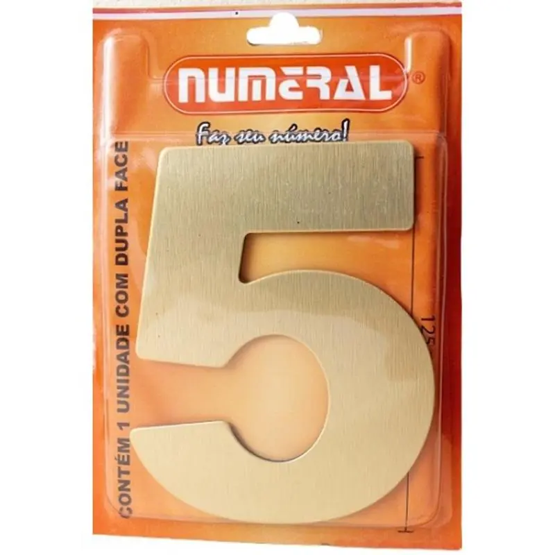 Algarismo 5 Numeral 125mm Ouro Escovado 200-5