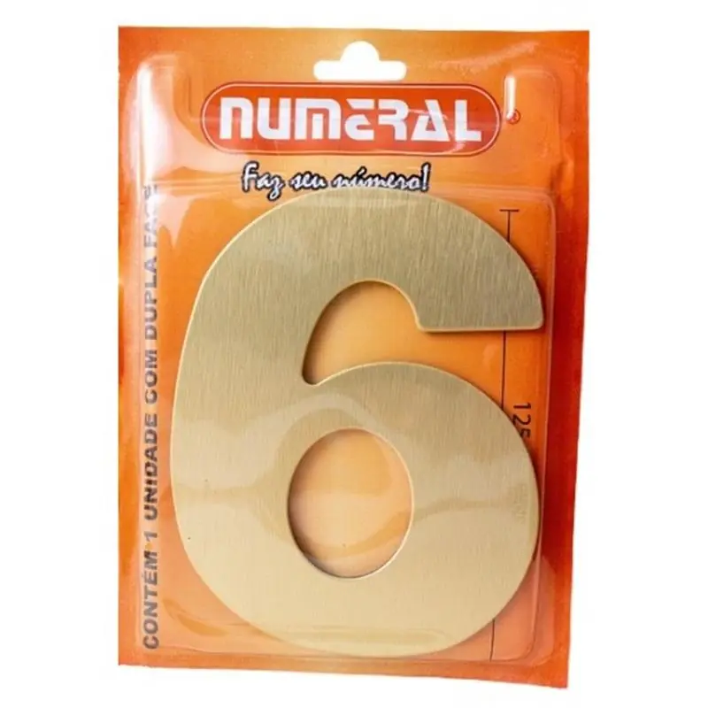 Algarismo 6 Numeral 125mm Ouro Escovado 200-6