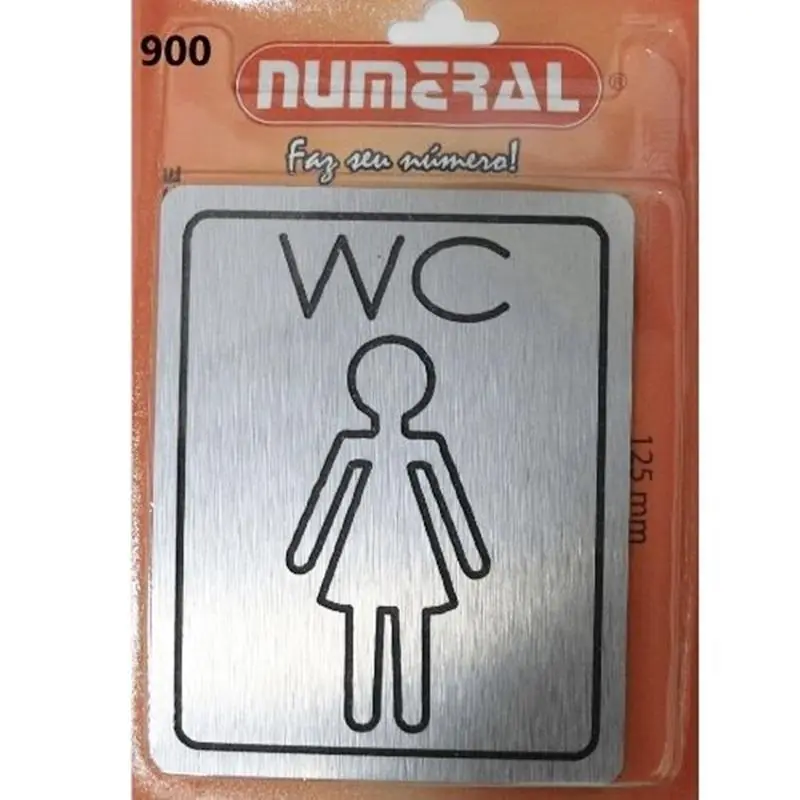 Placa De Sinalização Wc Feminino Numeral 900