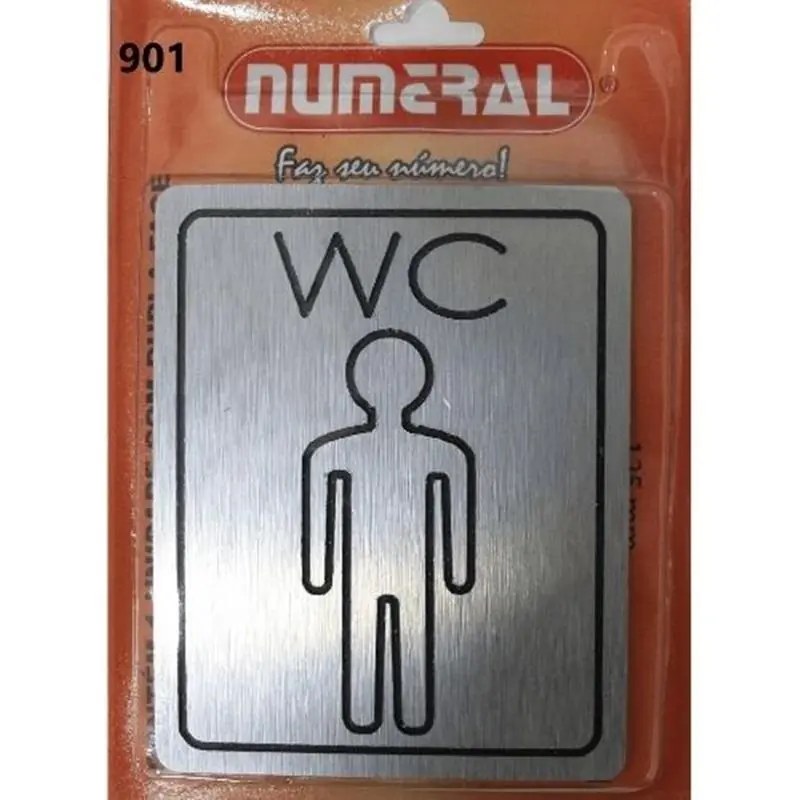Placa De Sinalização Wc Masculino Numeral 901
