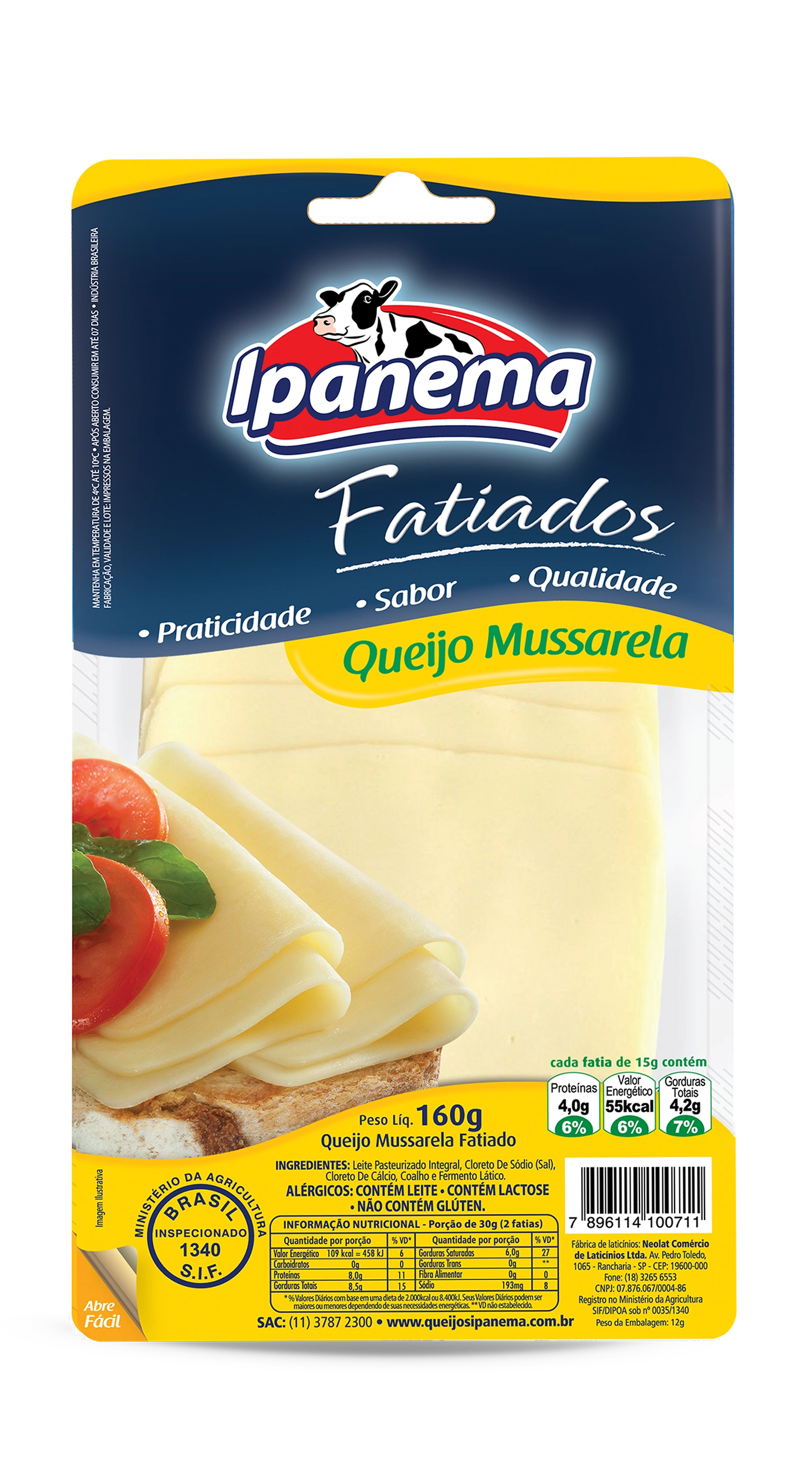 Queijo Mussarela Fatiado Ipanema 160g