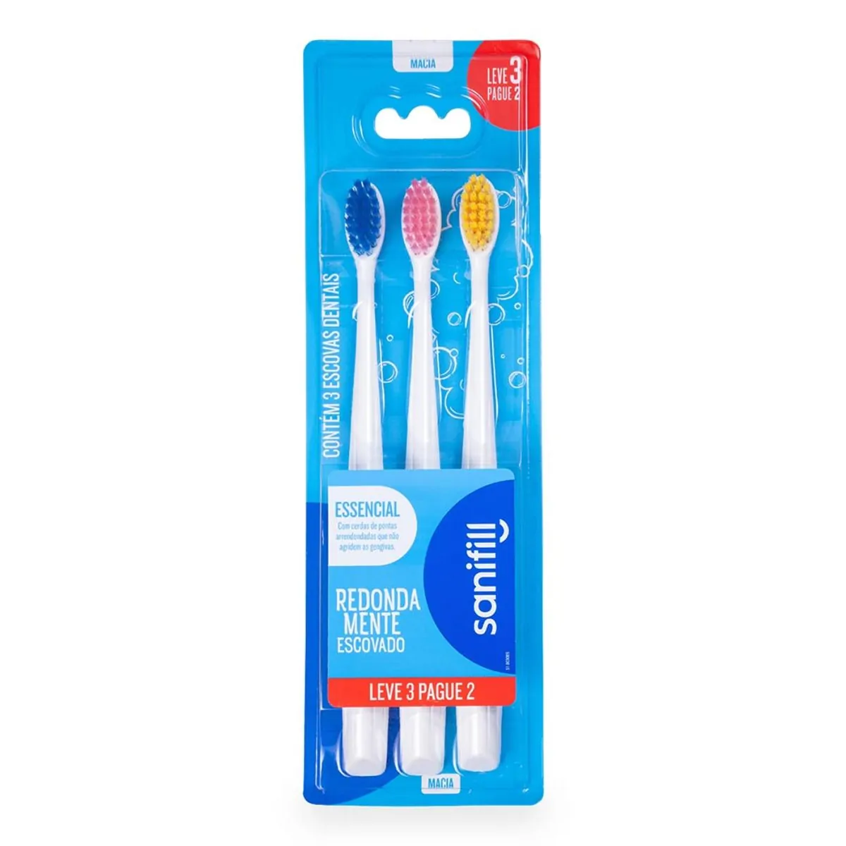 Escova Dental Sanfill Essencial Cerdas Macias 3 Unidades