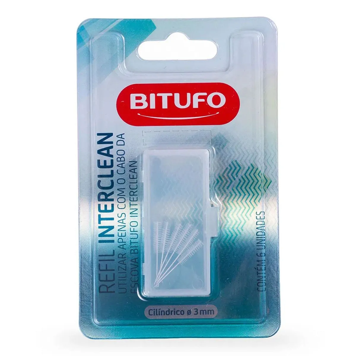 Refil para Escova de Dente Bitufo Interclean Cilíndrico 3 milímetros 6 unidades