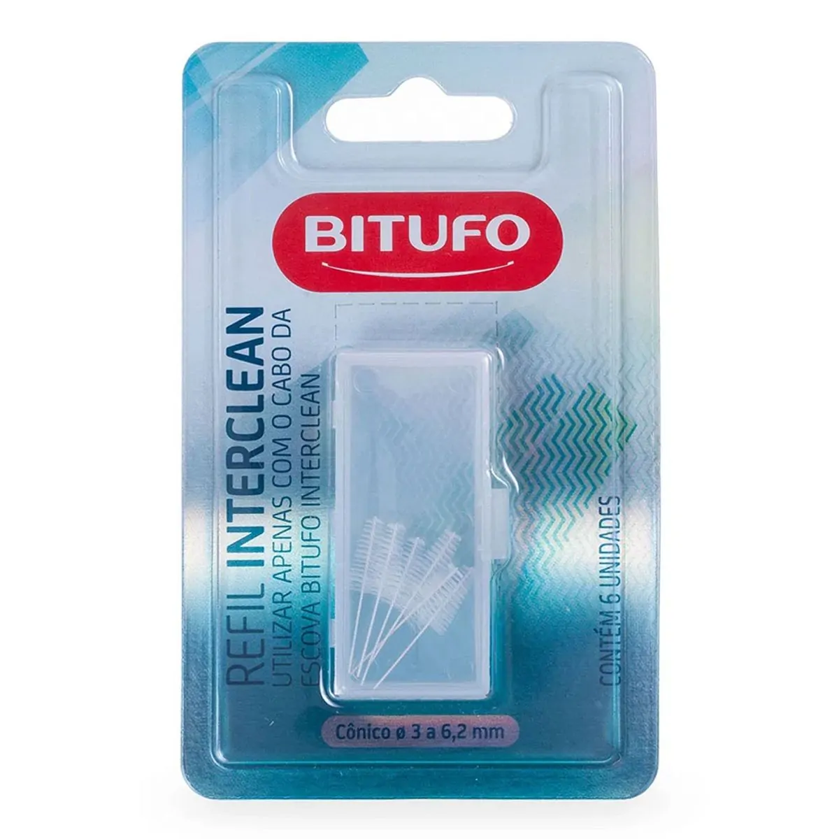 Escova Interdental Bitufo Interclean Cônica 3 a 6,2mm Refil 6 unidades