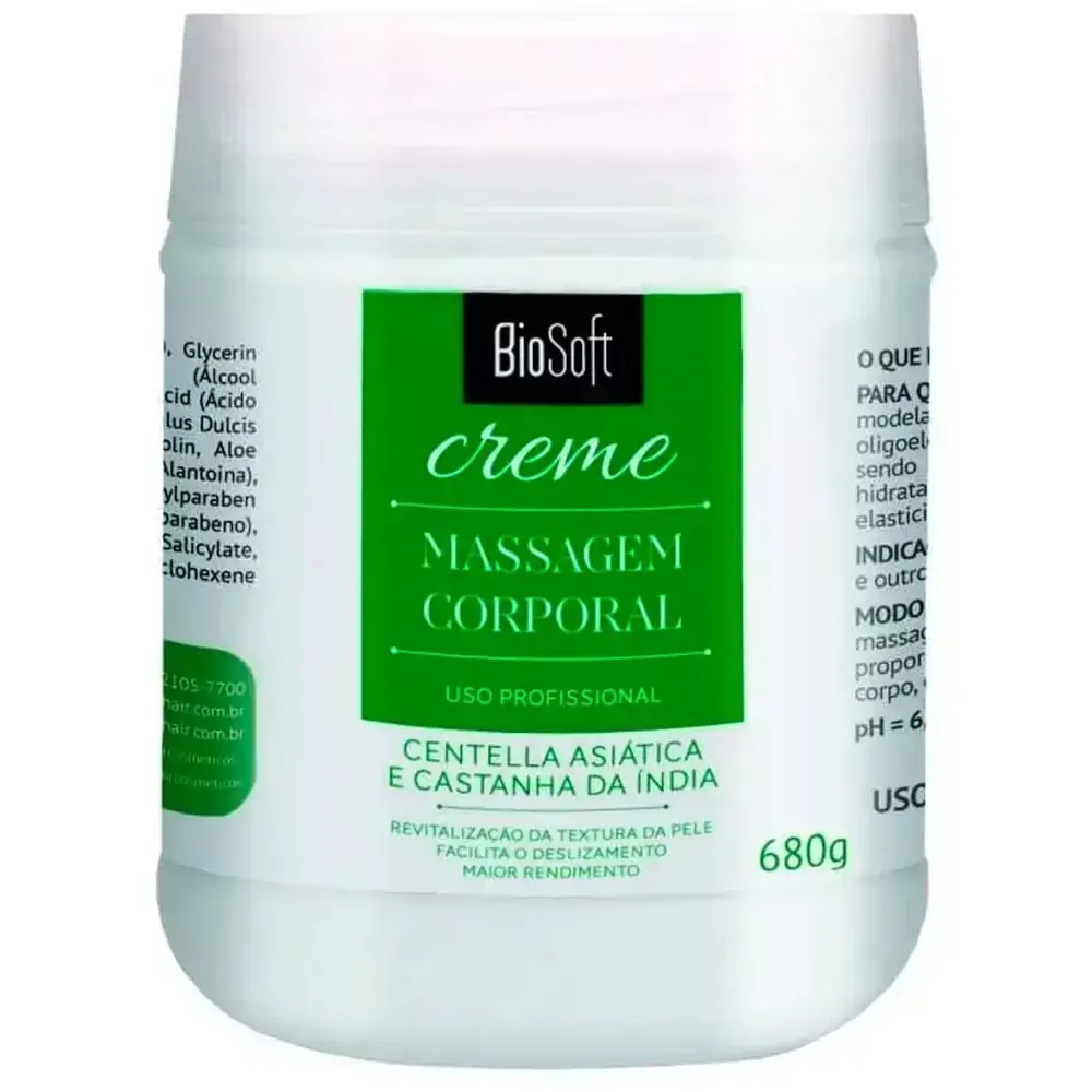 Creme Para Massagem Corporal Bio Soft Centella E Castanha 680g