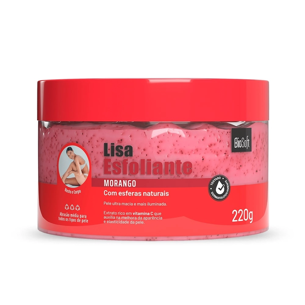 Esfoliante Corporal Soft Hair Biosoft Lisa 220g Morango