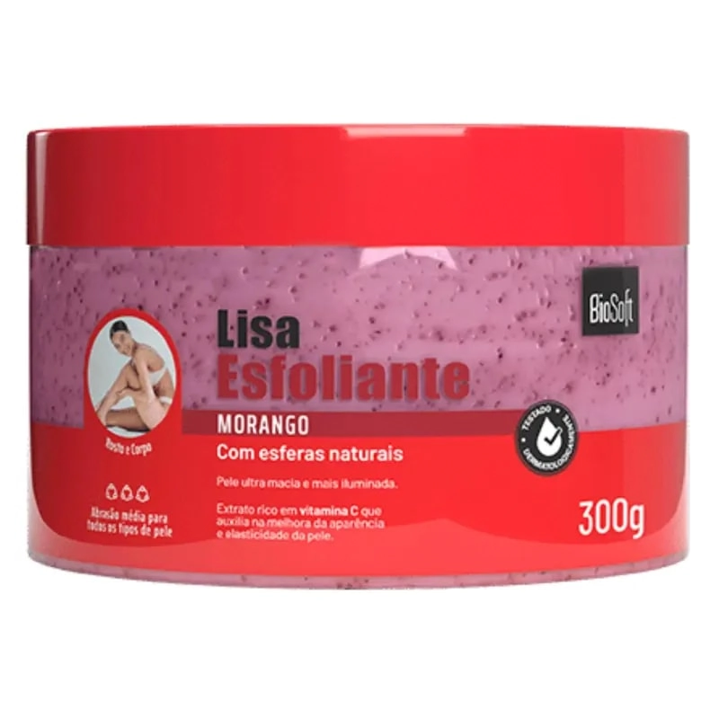 Esfoliante Corporal Soft Hair Biosoft Lisa 300g Morango