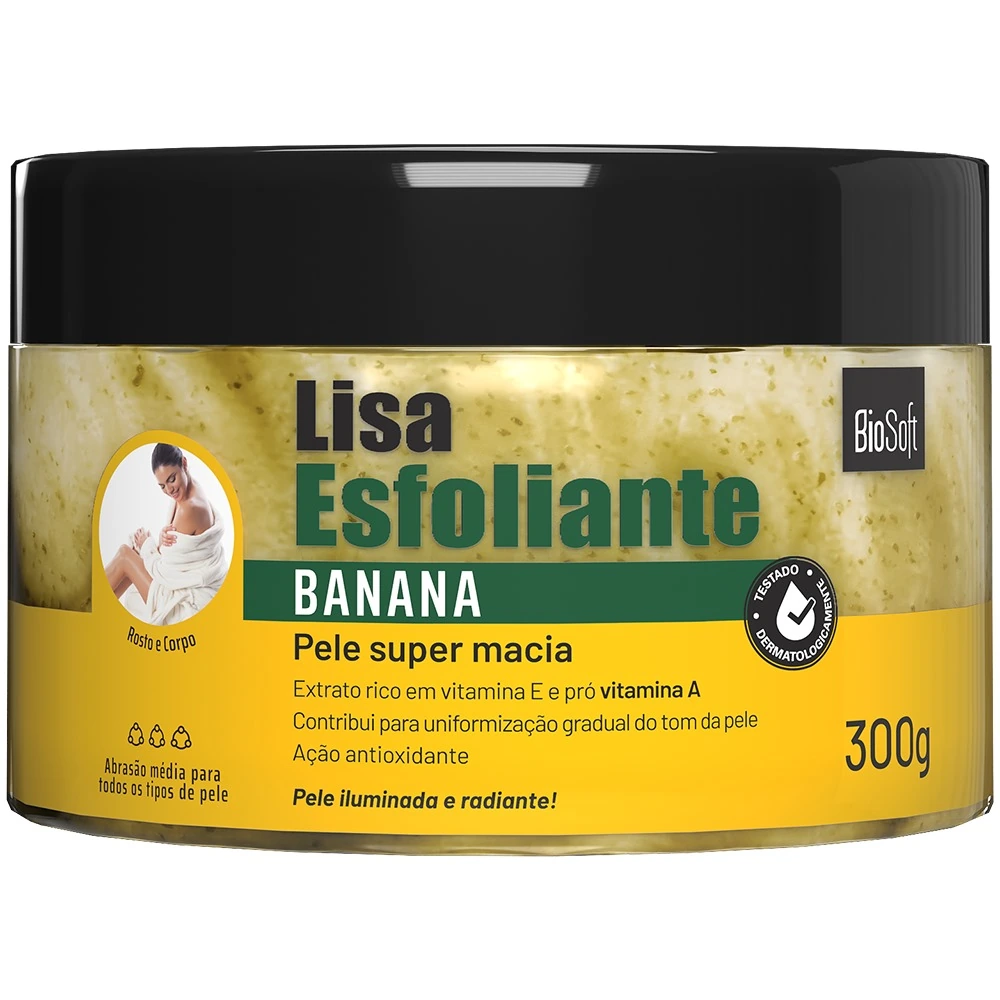Esfoliante Corporal Soft Hair Biosoft Lisa 300g Banana