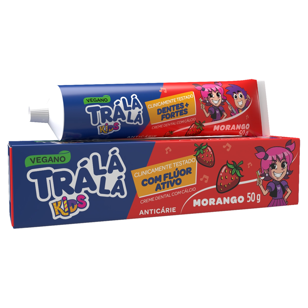 Creme Dental Com Flúor Morango Trá Lá Lá Kids Caixa 50g