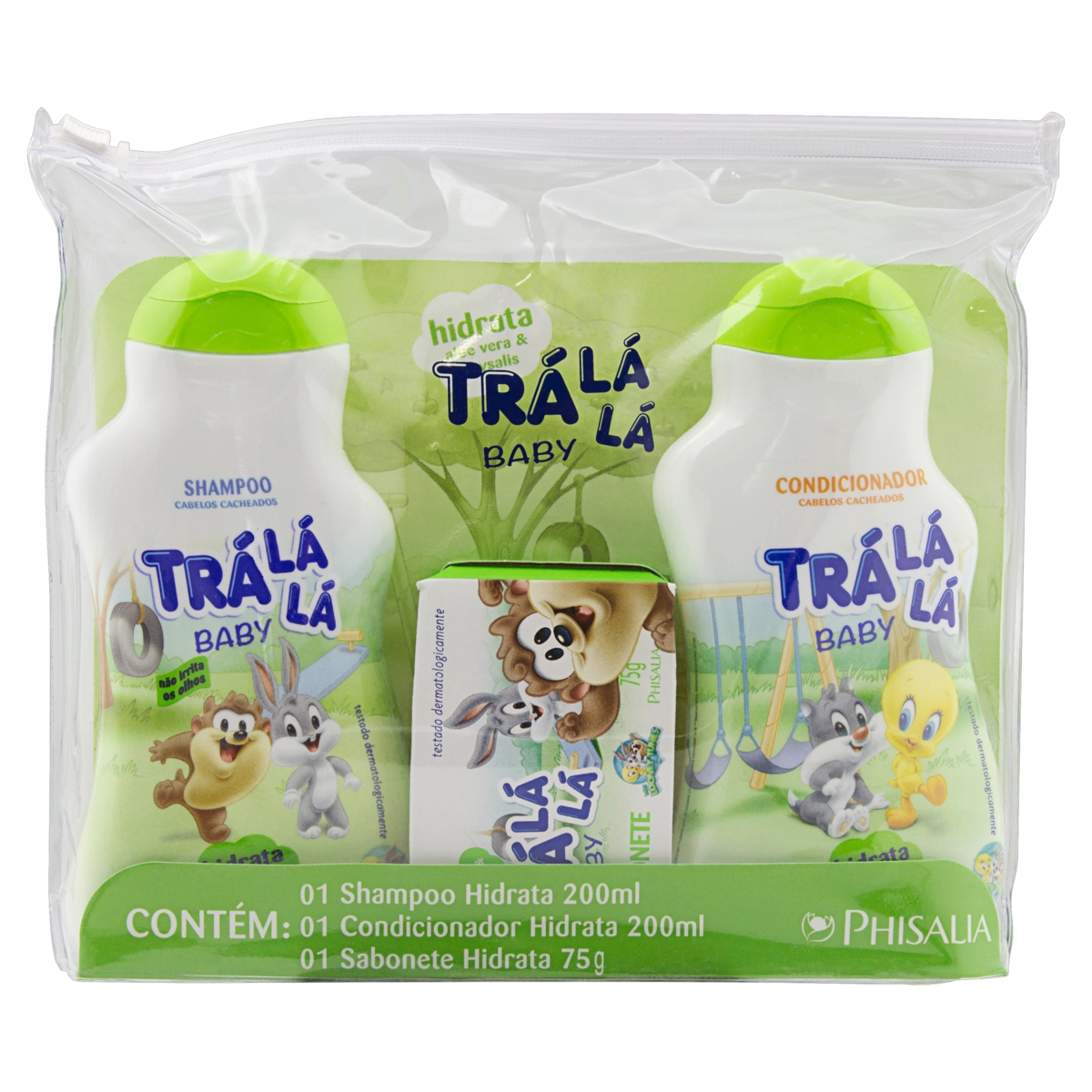 Kit Shampoo 200ml Condicionador 200ml Sabonete Barra 75g Looney Tunes Trá Lá Lá Baby Hidrata