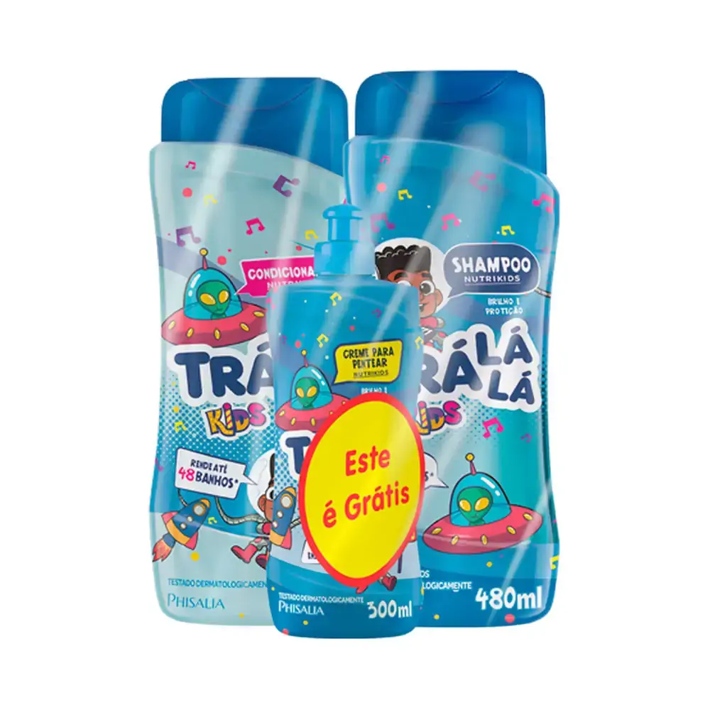 Kit Shampoo 480ml Condicionador 480ml Trá Lá Lá Nutrikids Grátis Creme Para Pentear 300ml