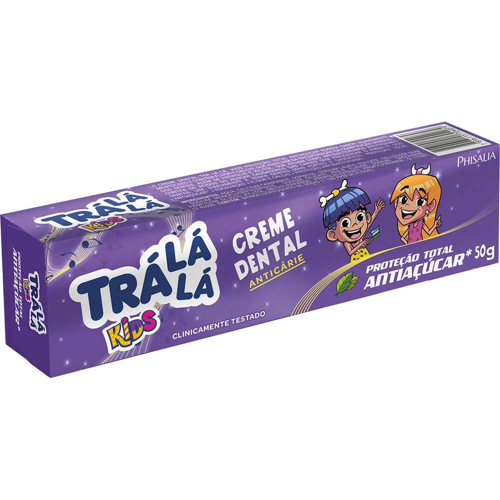 Creme Dental Com Flúor Trá Lá Lá Kids Proteção Total Antiaçúcar Caixa 50g