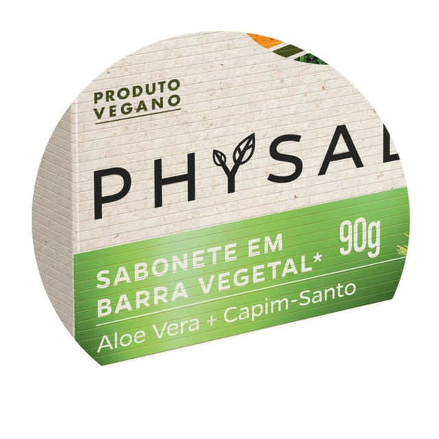 Pack Sabonete Barra Vegetal Aloe Vera Capim Santo Physalis Puro Equilíbrio Caixa 3 Unidades 90g Cada