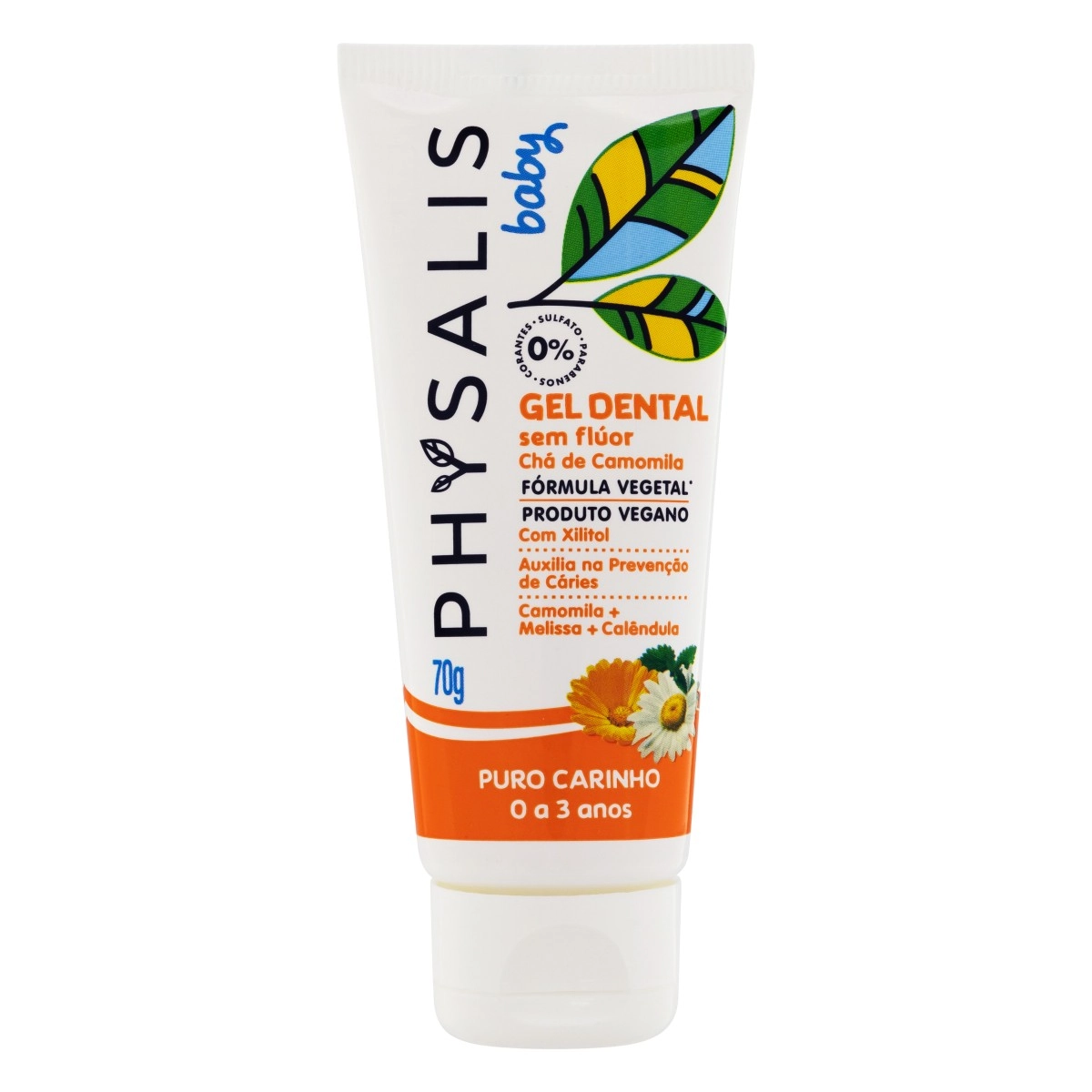 Gel Dental Infantil Camomila, Melissa E Calêndula Physalis Puro Carinho Baby Bisnaga 70g