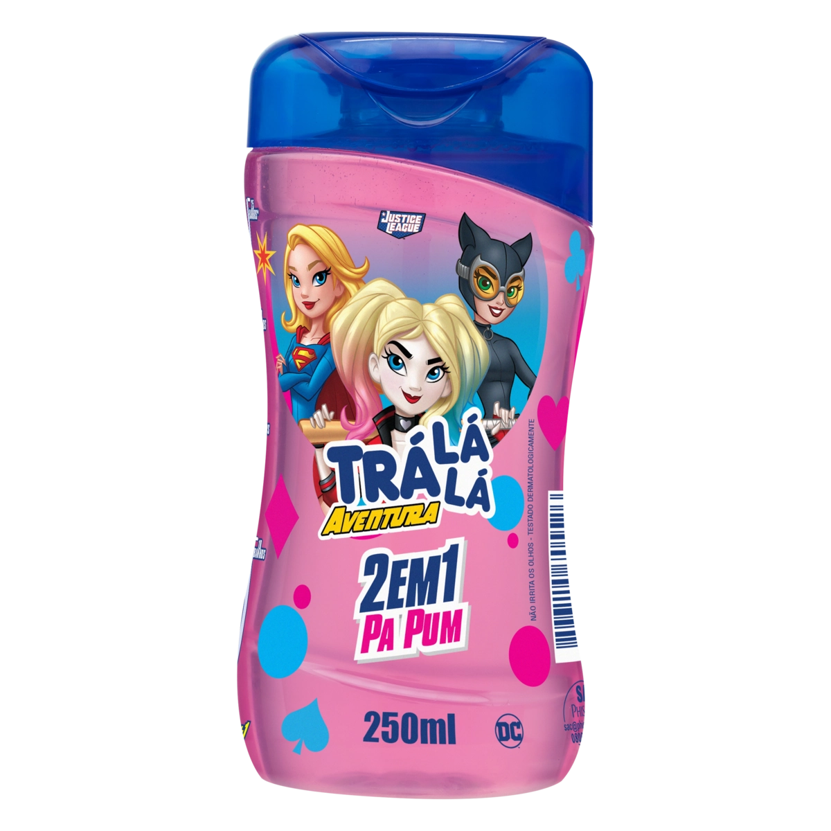 Shampoo Infantil 2 Em 1 Justice League Trá Lá Lá Aventura Pa Pum Frasco 250ml