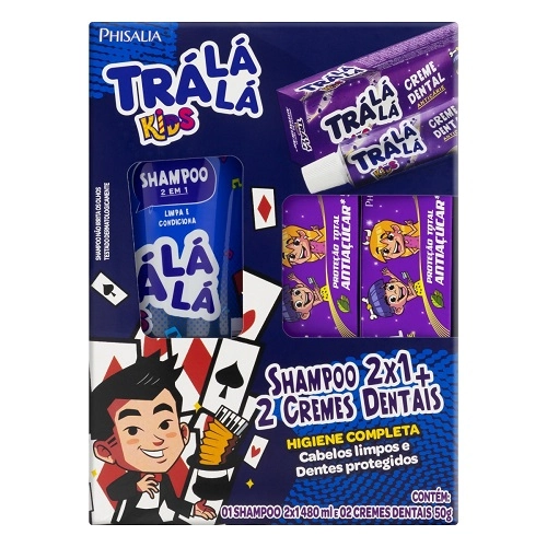 Kit 1 Shampoo 2 Em 1 Menino 480ml 2 Cremes Dentais Com Flúor Proteção Total Antiaçúcar 50g Cada Trá