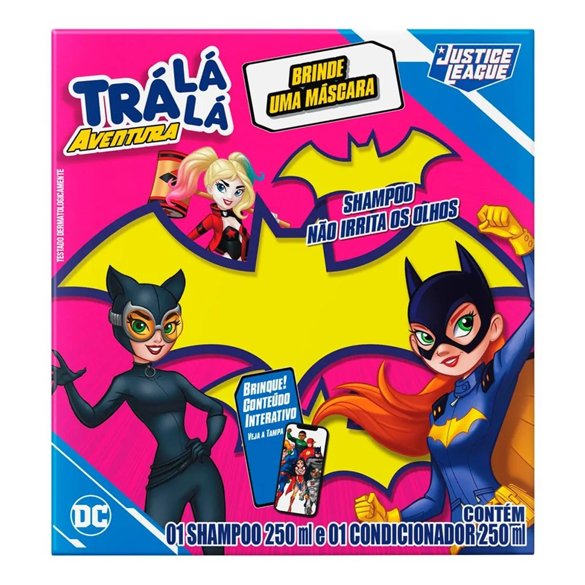 Kit Shampoo Condicionador Infantil Justice League Trá Lá Lá Aventura Brilho Poderoso 250ml Cada Grát