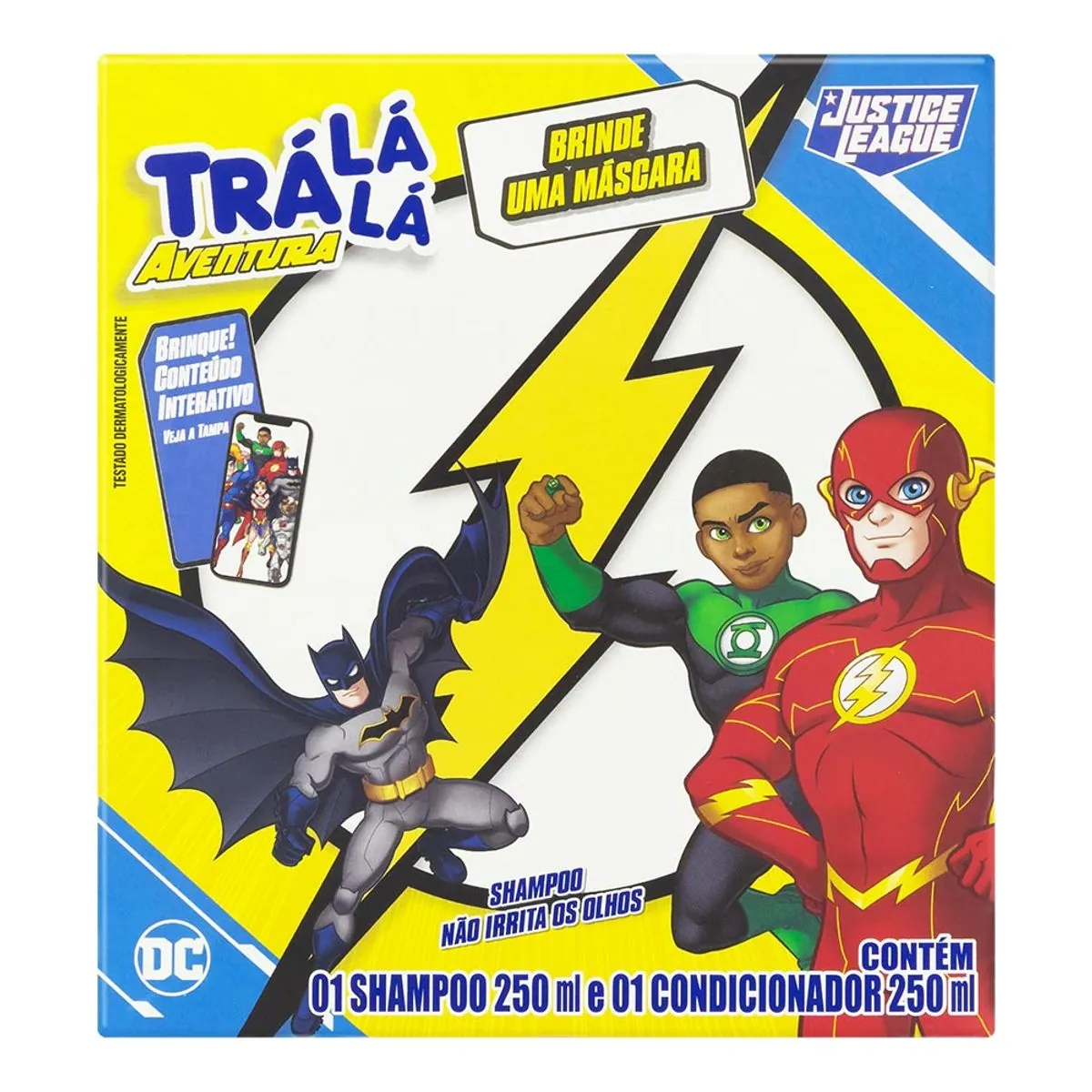Kit Shampoo Condicionador Infantil Justice League Trá Lá Lá Aventura Sem Embaraço 250ml Cada Grátis