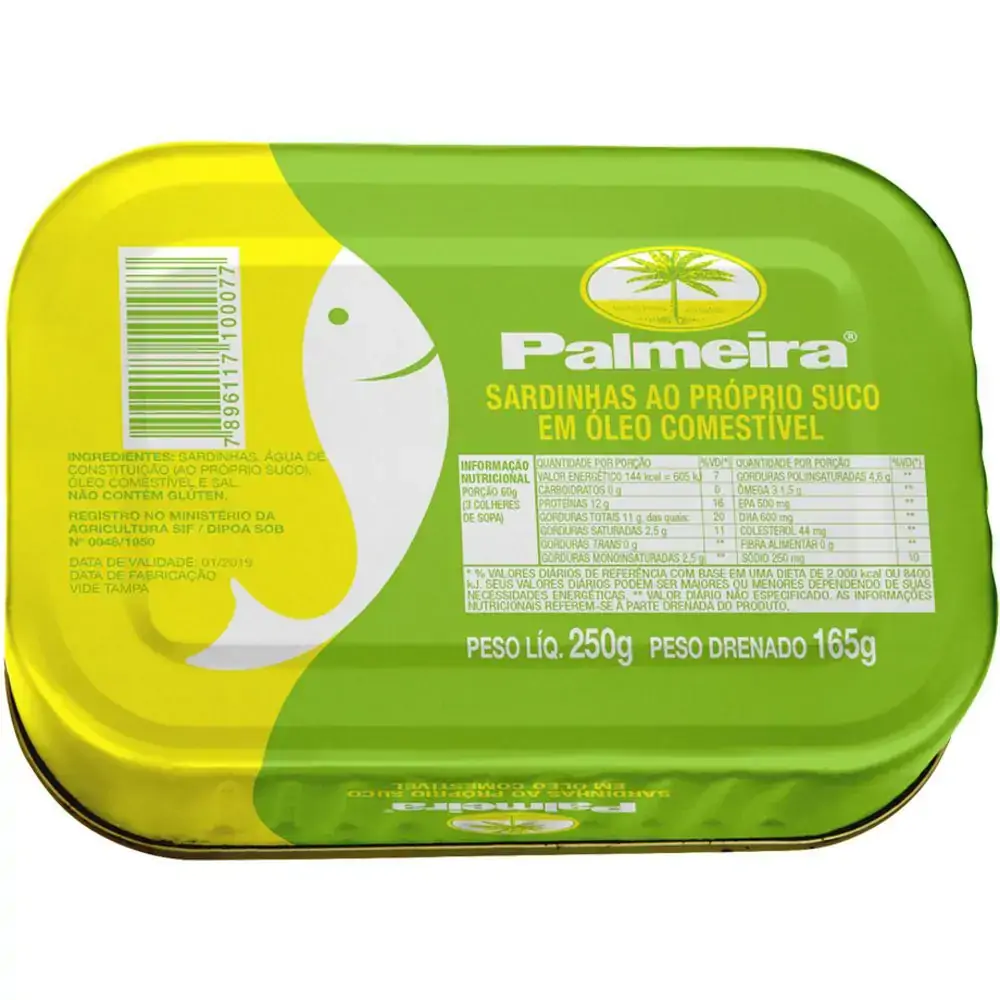 Sardinha Palmeira 250gr Em Oleo