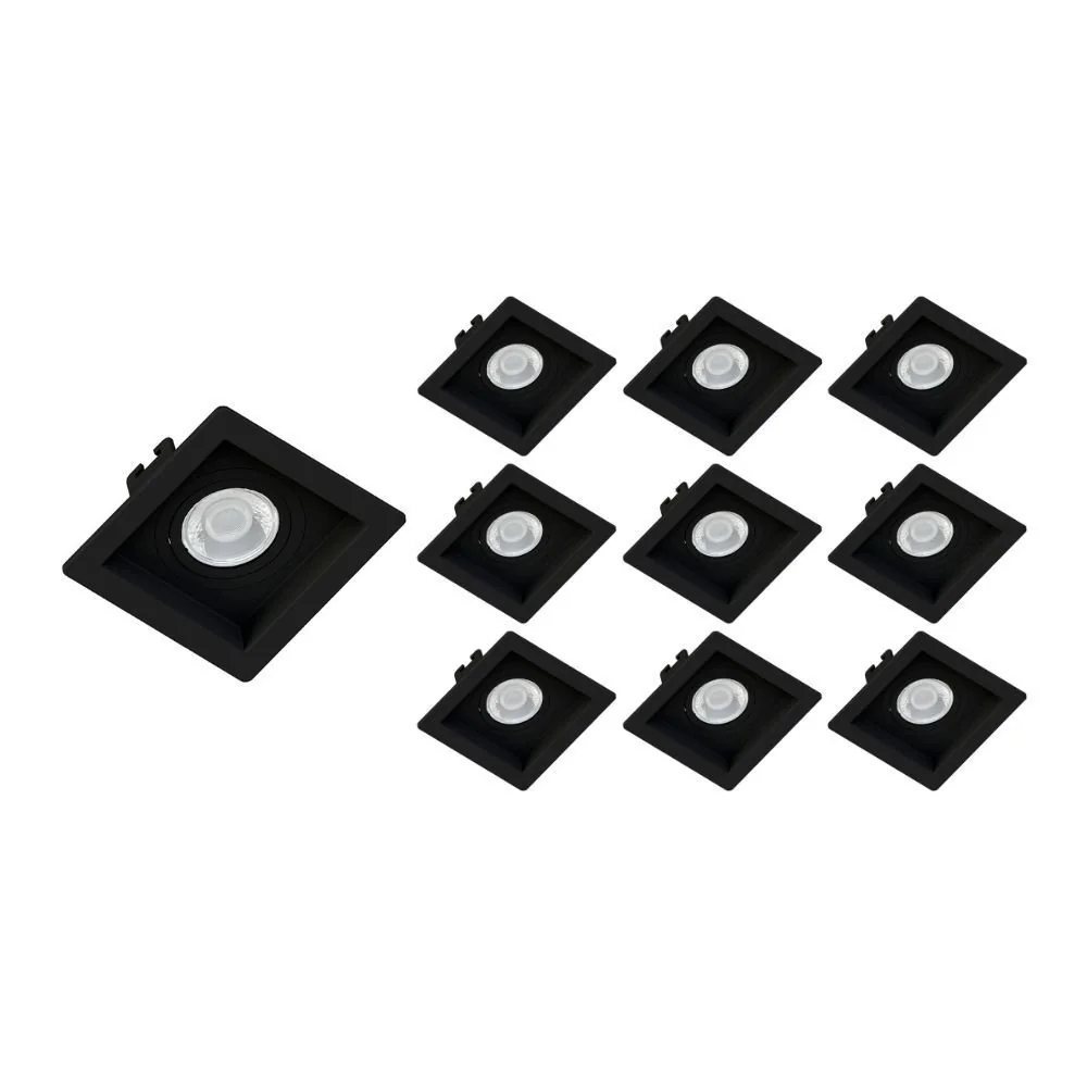 10 Spots De Embutir Recuado Save Energy Par 20 E27 Bivolt Preto