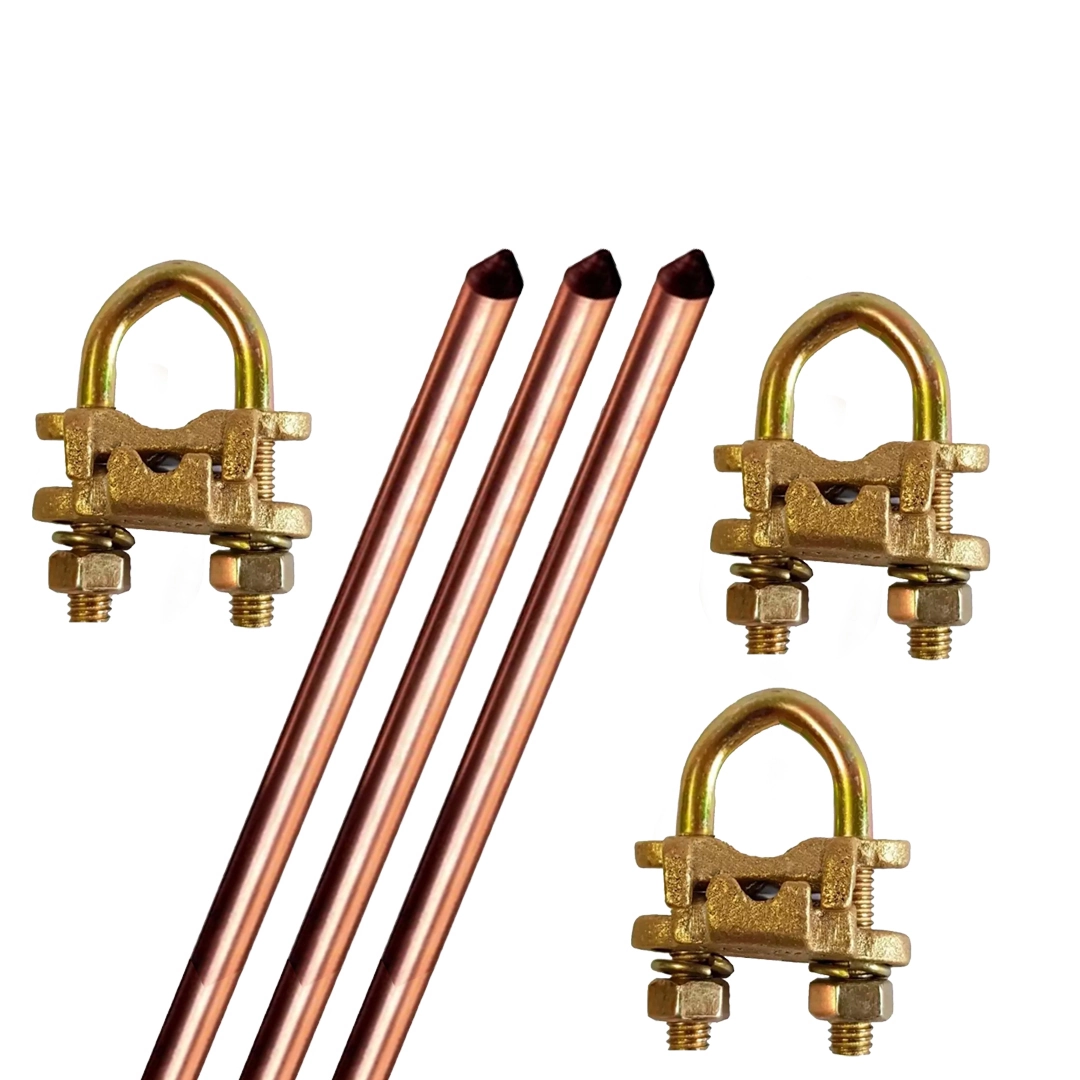 Kit 3haste Aterramento Cobre 1/2x2,0mts 10mm + 3 Conectores