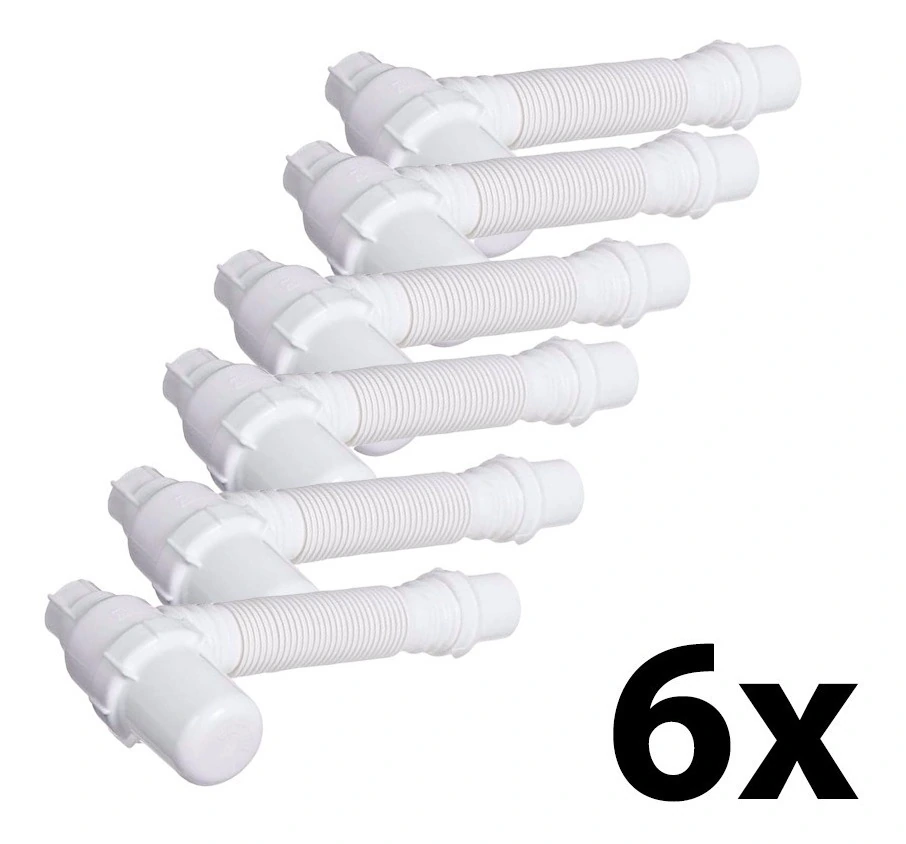 Kit 6 Sifão Copo Sanfonado P/ Pias/lavatórios/tanques Astra