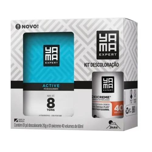 Kit 1pó Descolorante 20g 1água Oxigenada Active Yama 60ml