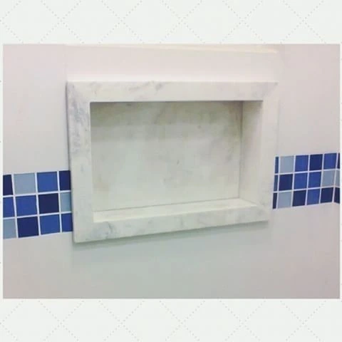 Nicho Banheiro Mármore Branco30x90 C/fundo C/borda