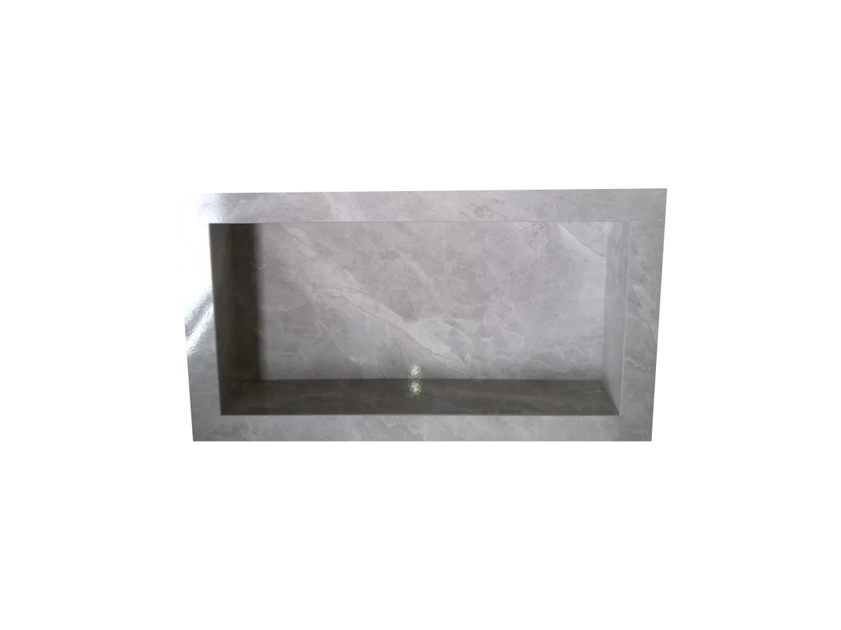 Nicho De Porcelanato Polido 60x30x10 Cinza Marmorizado.