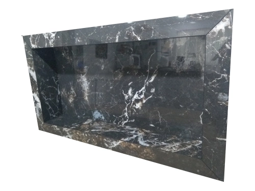 Nicho De Porcelanato Polido 50x30x10 Preto Marmorizado