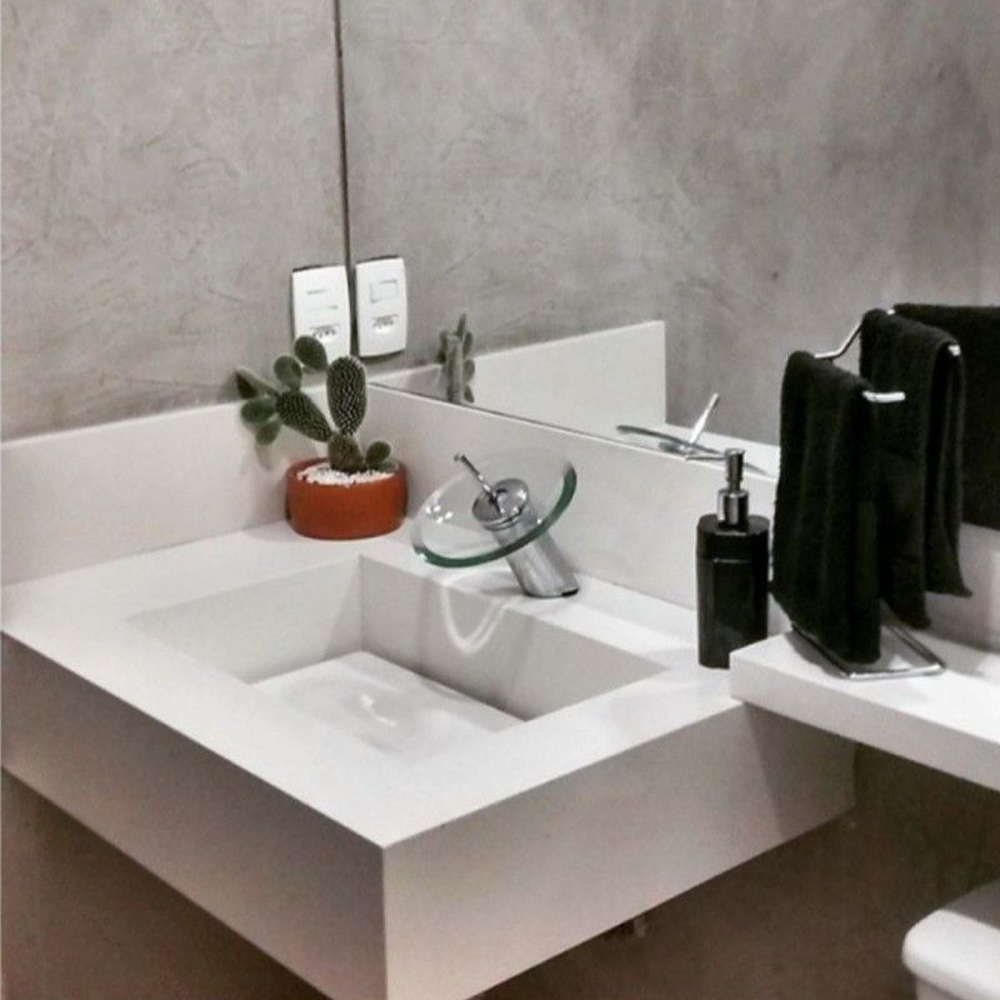 Pia De Banheiro Com Cuba Esculpida Em Marmore Branco Prime 100cm X 50cm Elegance