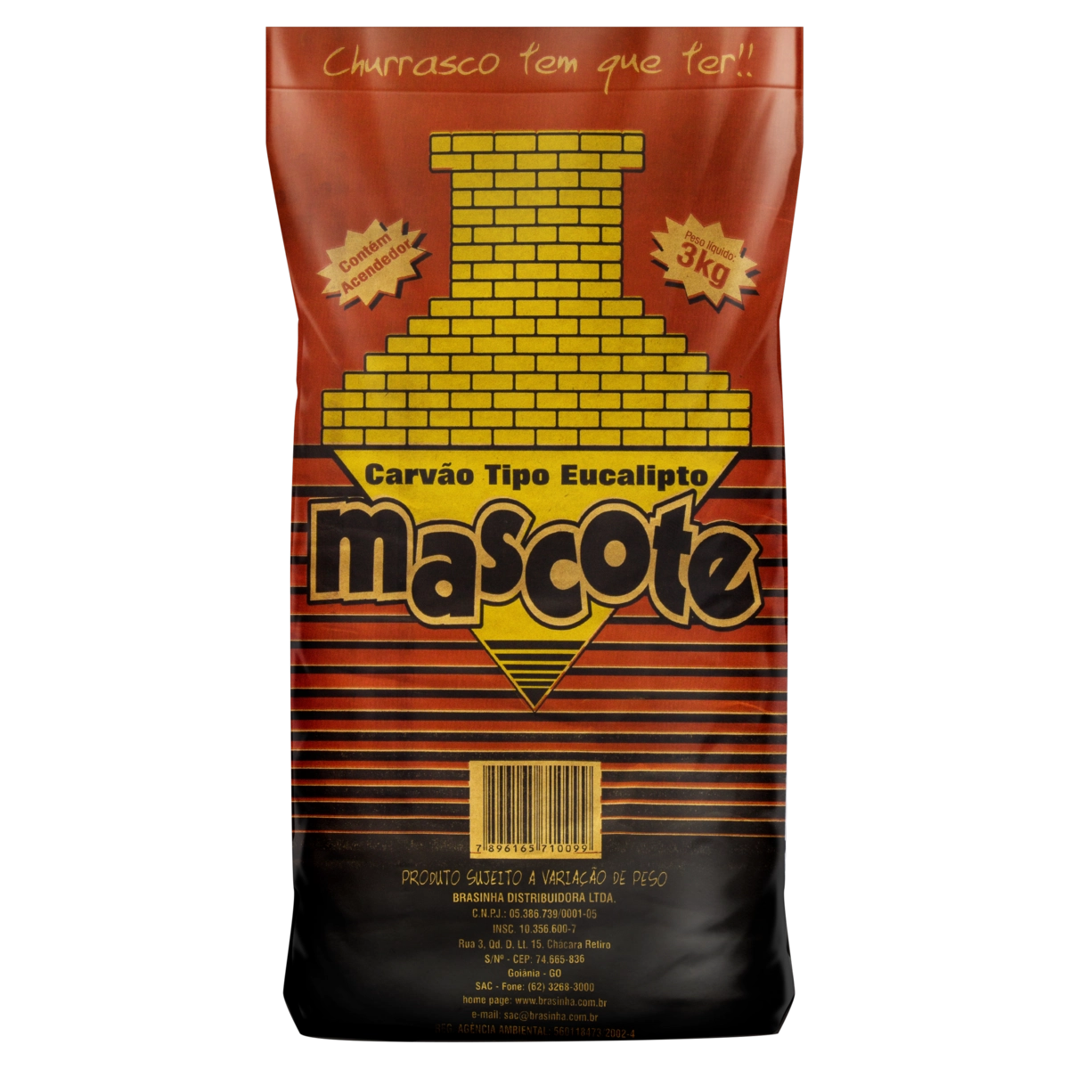 Carvão Eucalipto Mascote Pacote 3kg