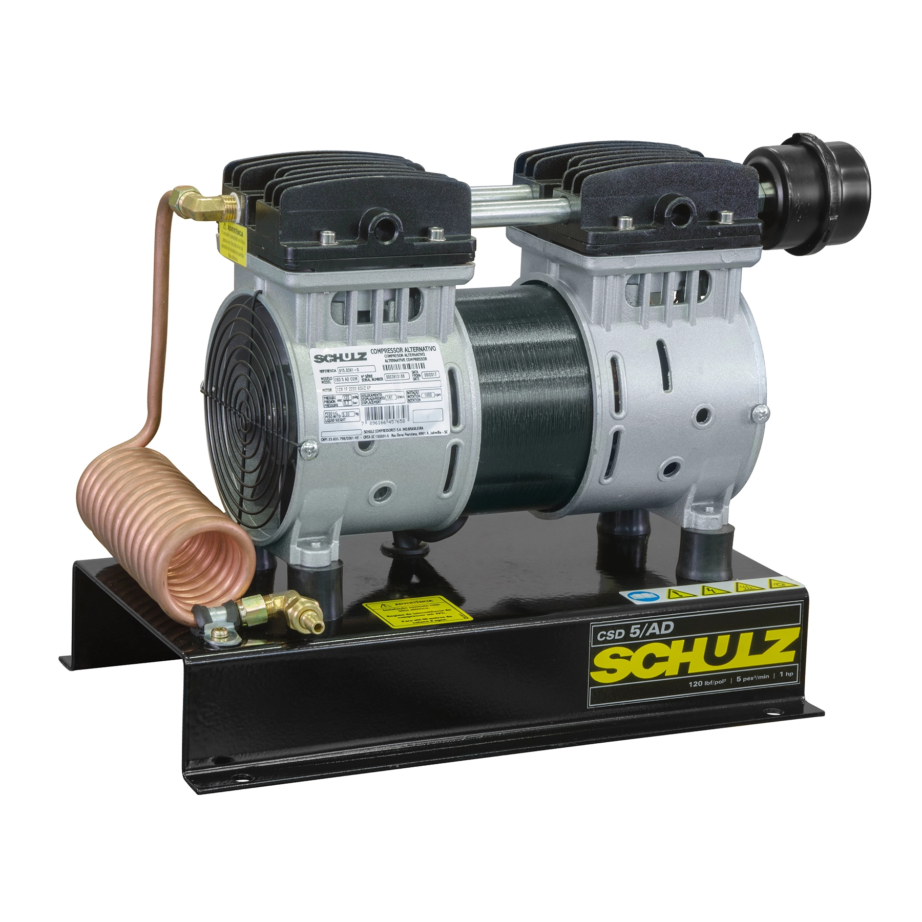 Compressor de Ar Ar Direto Schulz L 1HP 220V CSD-5 Isento de Óleo