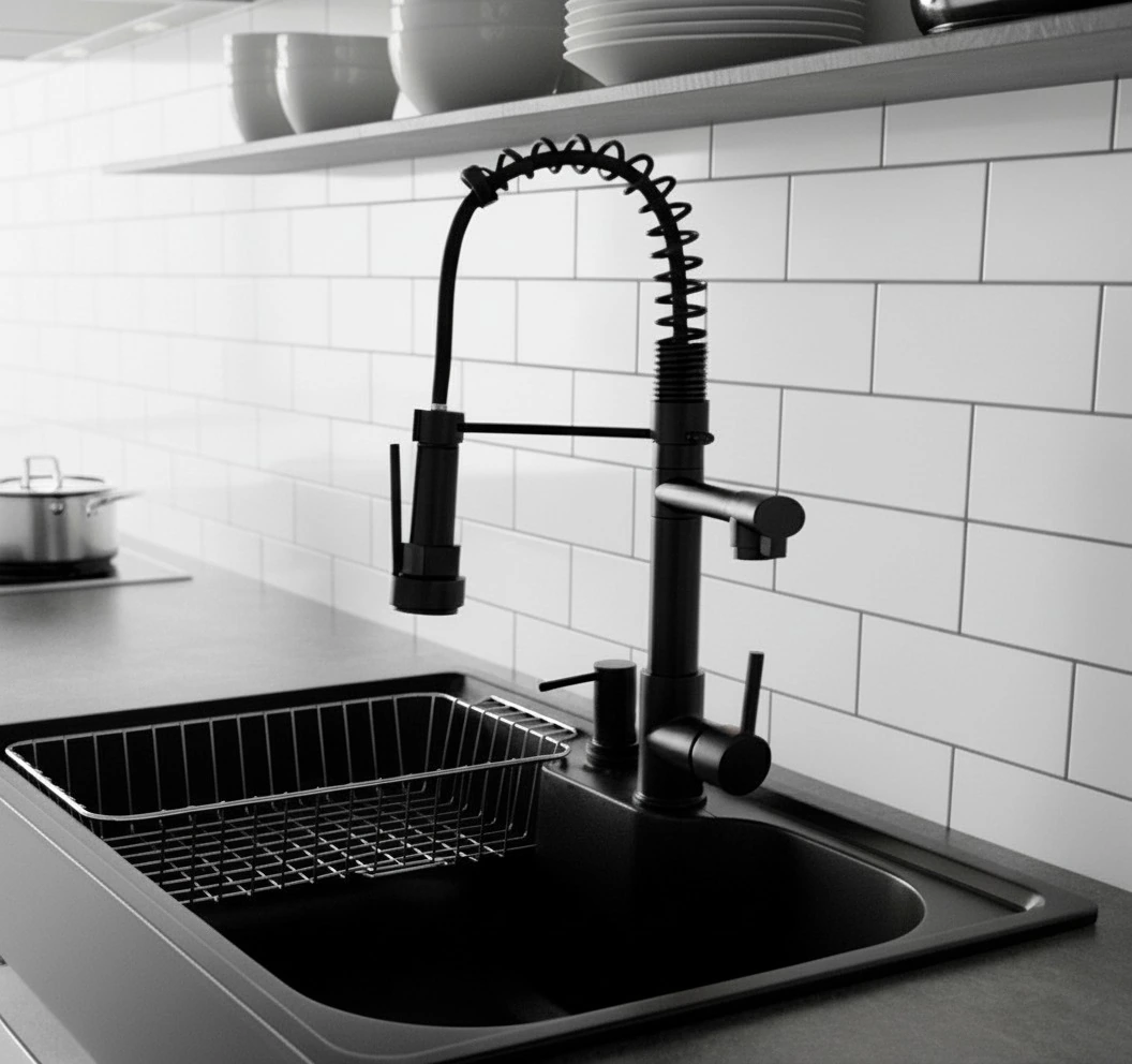 Cuba Gourmet Cozinha Aço Inox 60x42 Preta E Torneira Gourmet