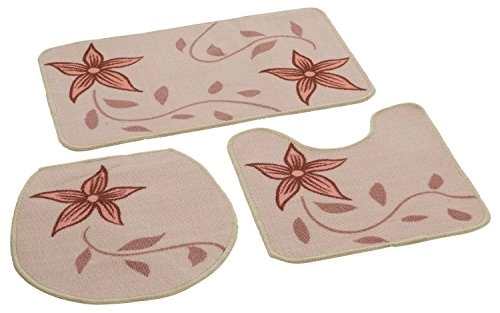 Jg Banheiro Jolitex Requinte 3pçs Bege Flor De Lis