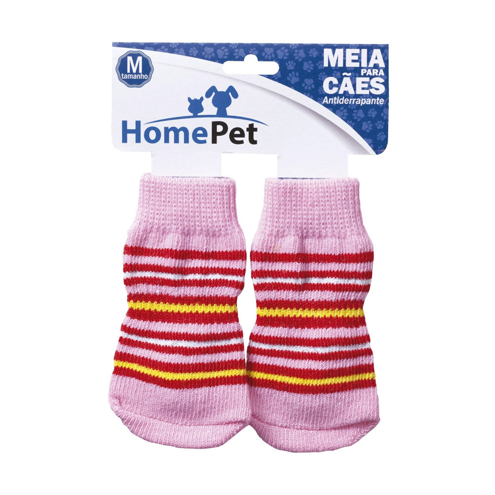 Meia Home Pet Rosa C Listras V