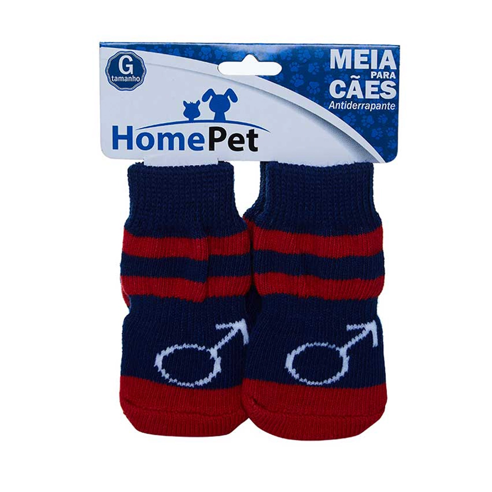 10 Meia Home Pet Simbolo Azul G