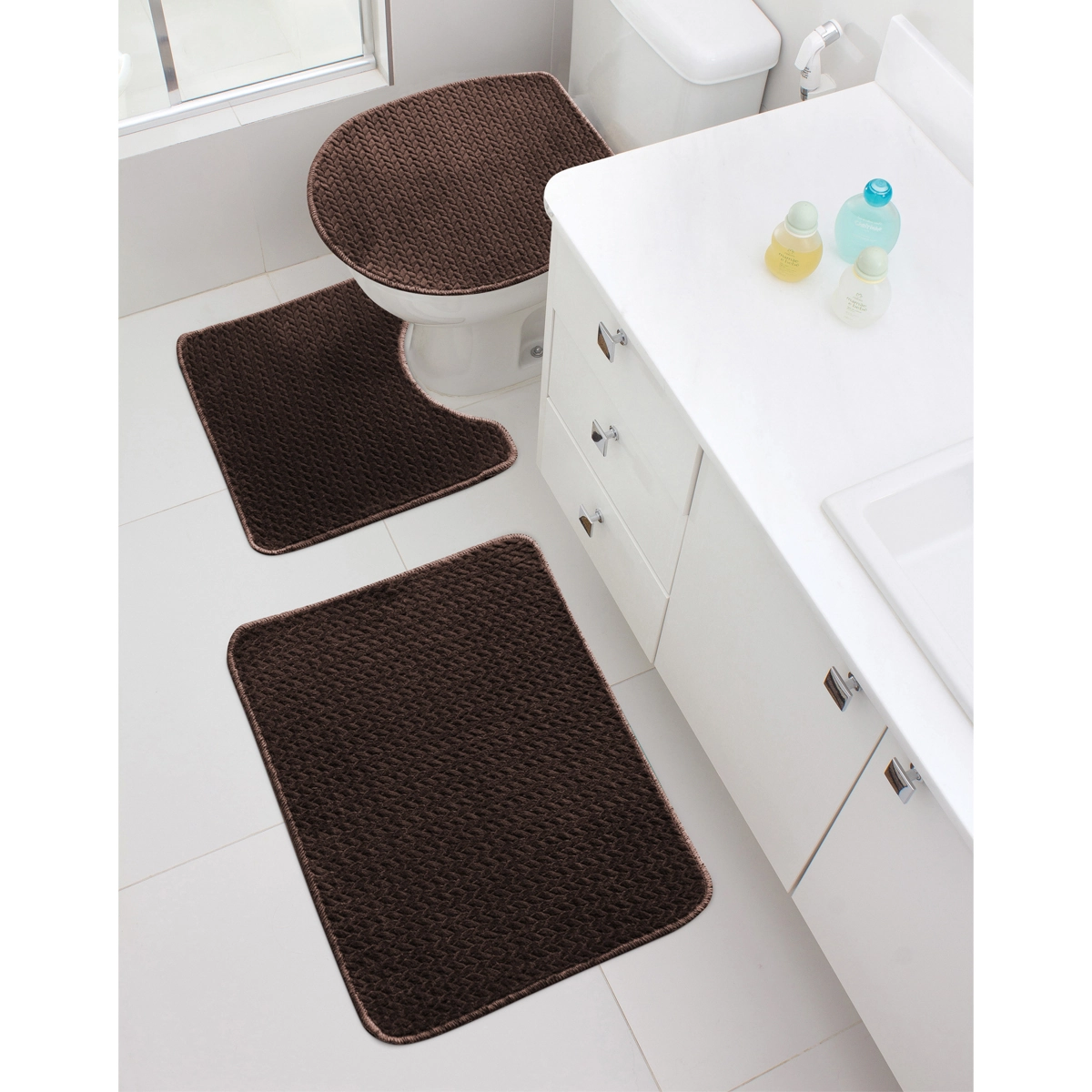Kit Tapete Banheiro Cristal Cafe 3pcs 82923 Jolitex