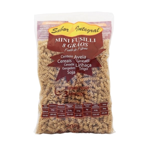 Macarrao C/cereais Tipo Parafuso 500g